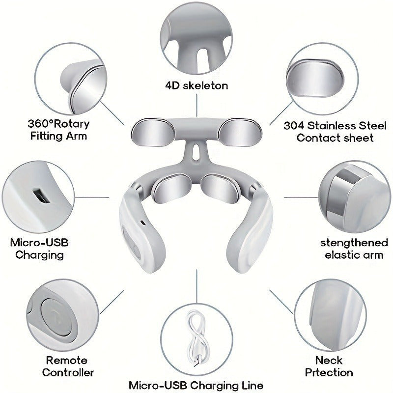 Masajeador de cuello inteligente portátil: ¡alivio avanzado con control remoto inalámbrico y amasado de tejido profundo!