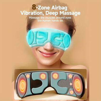 Máscara masajeadora de ojos con calor: máxima relajación y cuidado de los ojos con vibración de airbag y música.