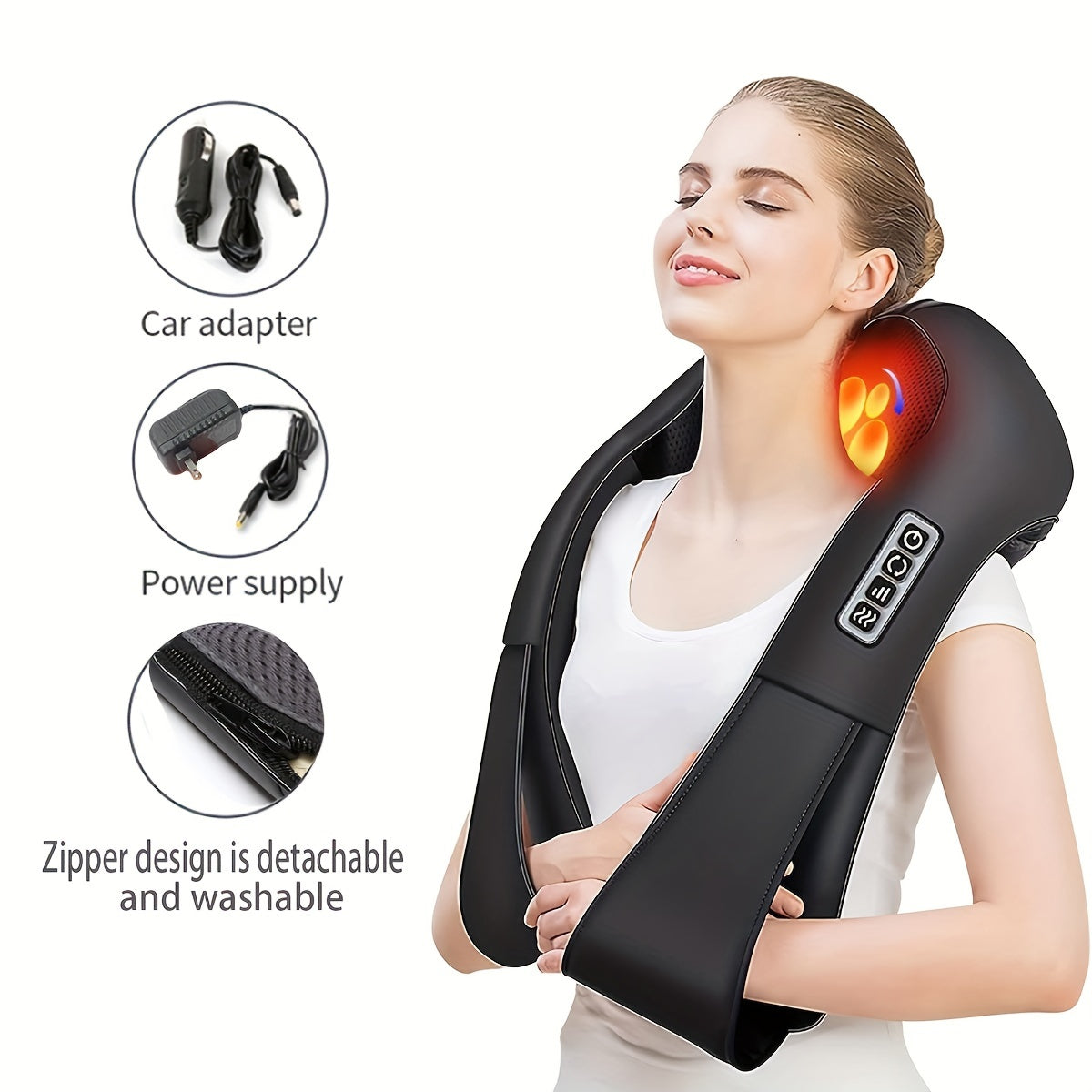 Electric Shiatsu Massager With Heat – Deep Kneading Relief for Neck, Back, and Shoulders!