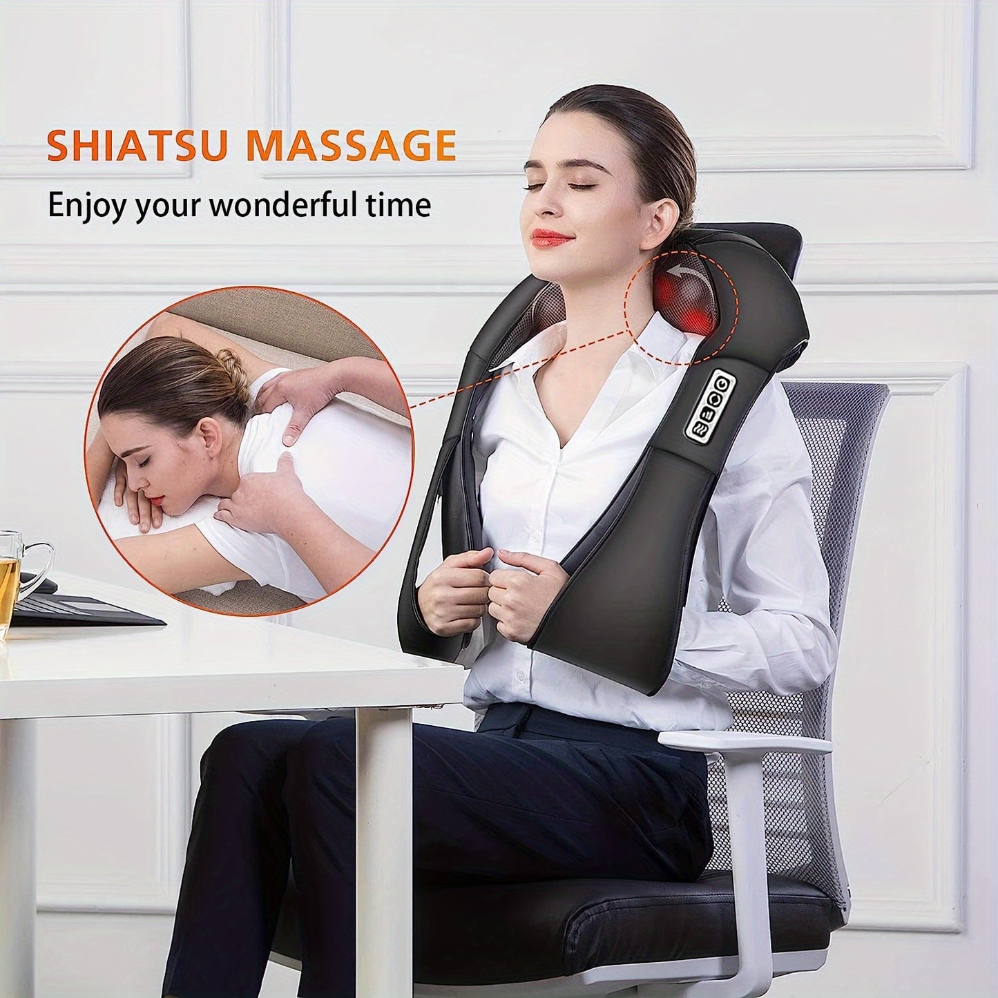 Electric Shiatsu Massager With Heat – Deep Kneading Relief for Neck, Back, and Shoulders!